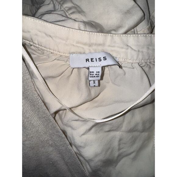 Reiss Addison Cardigan Sweater Shirt Oatmeal Wool Cashmere Button Front US 10 - Picture 6 of 8